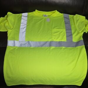 Hanes Kids Neon Yellow Safety Tee with Reflective Stripes